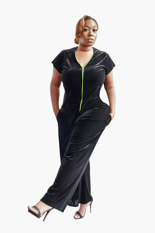 Sasha Jumpsuit - Green Zipper